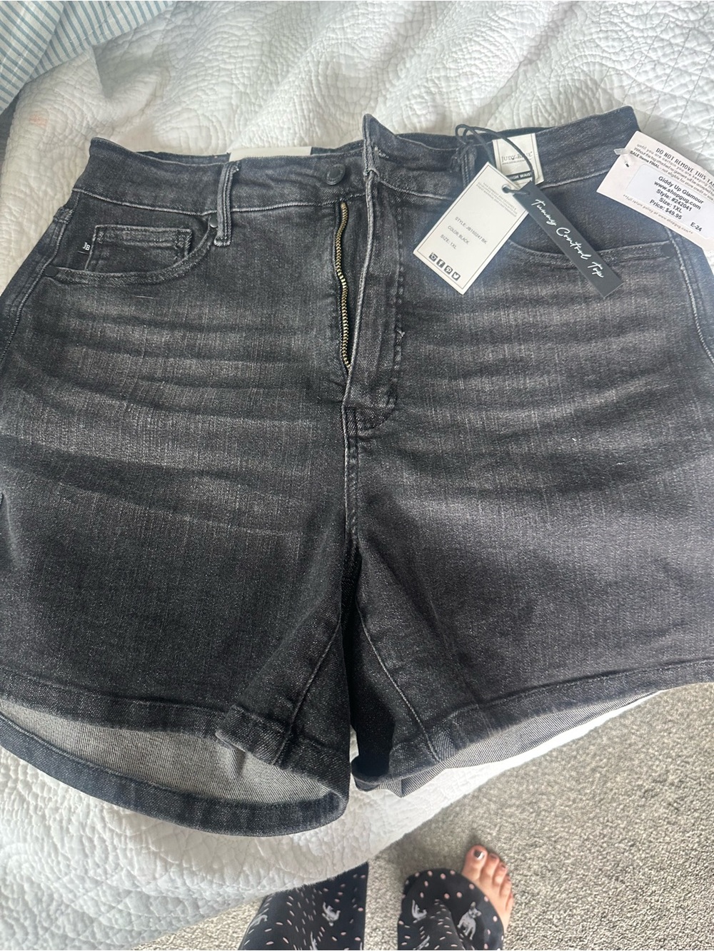 Judy Blue Washed Black High-Rise Denim Shorts